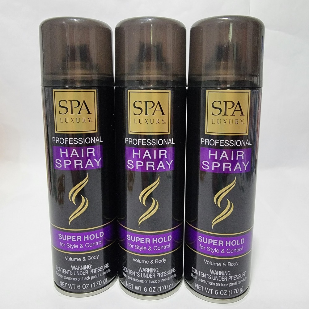 Spa Luxury Professional Hair Spray Super Hold Volume & Body 6oz 3 Pack Lot